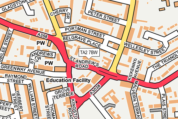 TA2 7BW map - OS OpenMap – Local (Ordnance Survey)