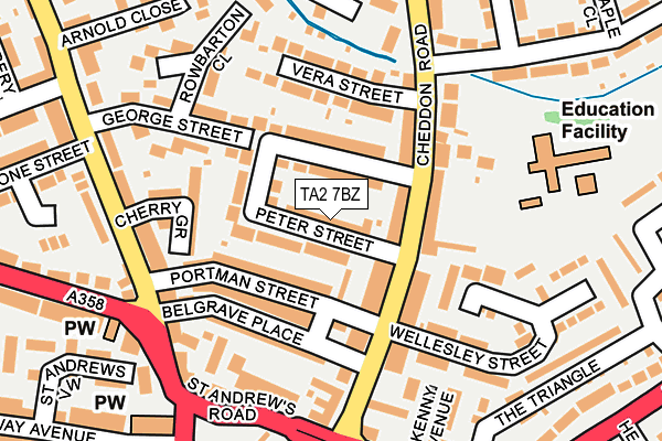 TA2 7BZ map - OS OpenMap – Local (Ordnance Survey)