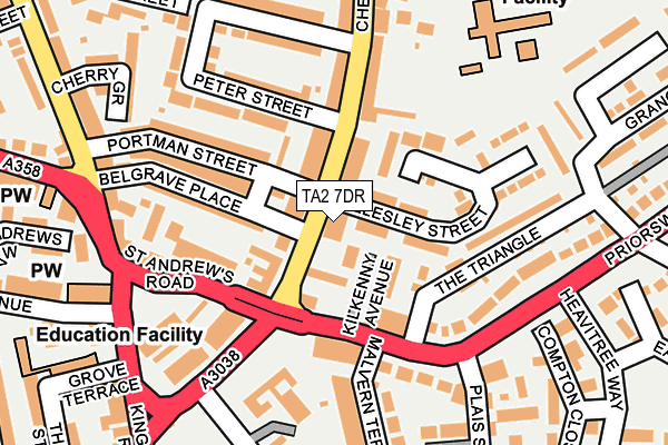 TA2 7DR map - OS OpenMap – Local (Ordnance Survey)