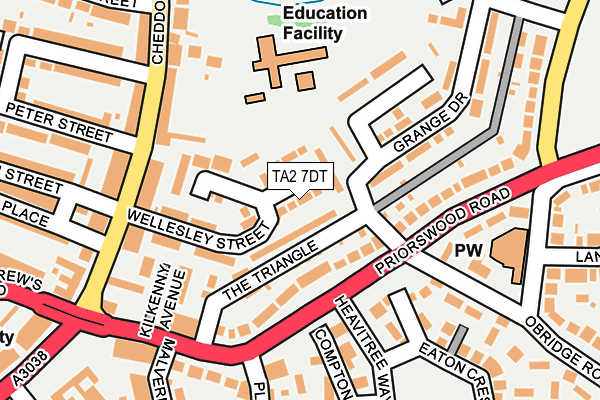 TA2 7DT map - OS OpenMap – Local (Ordnance Survey)