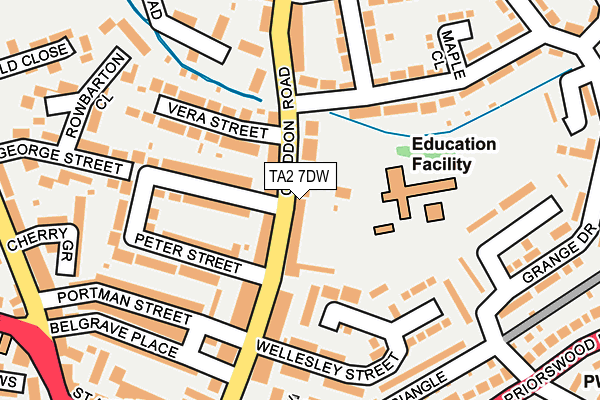 TA2 7DW map - OS OpenMap – Local (Ordnance Survey)