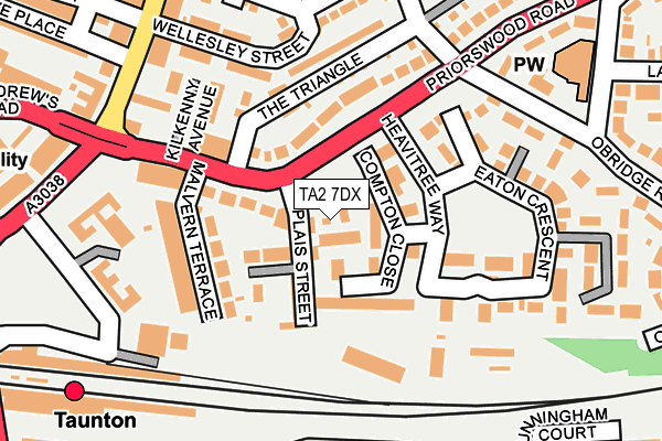 TA2 7DX map - OS OpenMap – Local (Ordnance Survey)