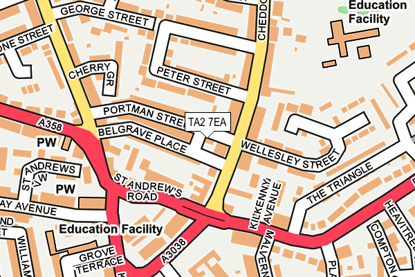 TA2 7EA map - OS OpenMap – Local (Ordnance Survey)