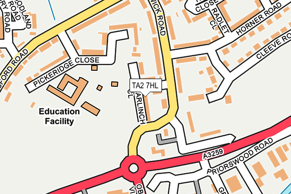 TA2 7HL map - OS OpenMap – Local (Ordnance Survey)