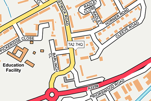 TA2 7HQ map - OS OpenMap – Local (Ordnance Survey)
