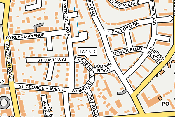 TA2 7JD map - OS OpenMap – Local (Ordnance Survey)