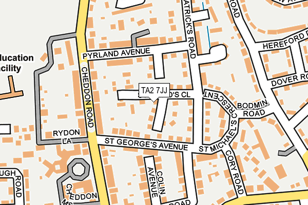 TA2 7JJ map - OS OpenMap – Local (Ordnance Survey)