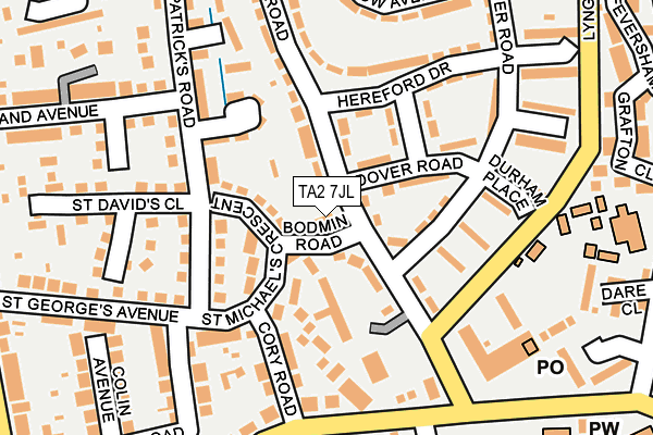 TA2 7JL map - OS OpenMap – Local (Ordnance Survey)