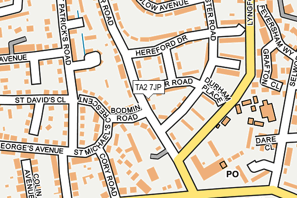 TA2 7JP map - OS OpenMap – Local (Ordnance Survey)