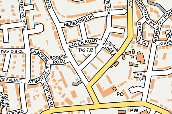 TA2 7JZ map - OS OpenMap – Local (Ordnance Survey)