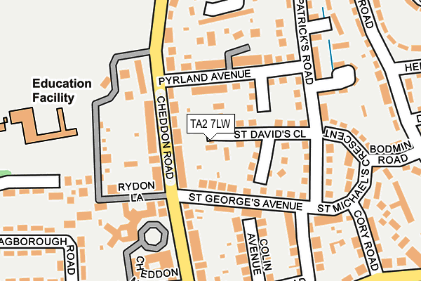 TA2 7LW map - OS OpenMap – Local (Ordnance Survey)