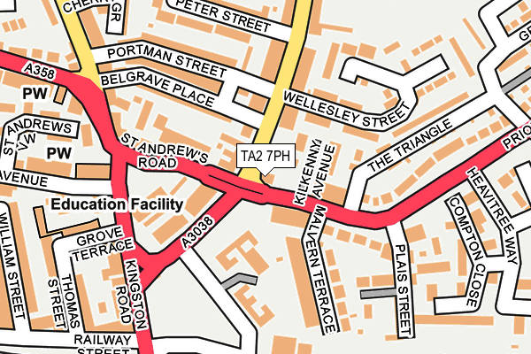 TA2 7PH map - OS OpenMap – Local (Ordnance Survey)