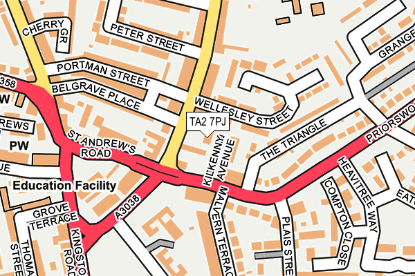 TA2 7PJ map - OS OpenMap – Local (Ordnance Survey)