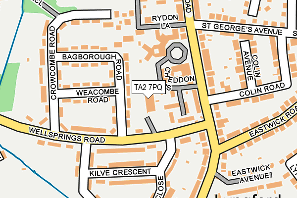 TA2 7PQ map - OS OpenMap – Local (Ordnance Survey)