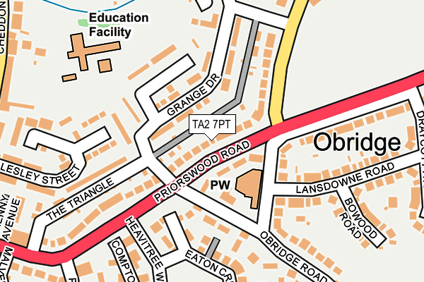 TA2 7PT map - OS OpenMap – Local (Ordnance Survey)