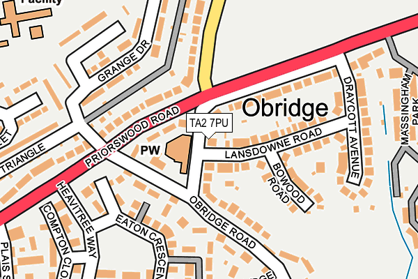 TA2 7PU map - OS OpenMap – Local (Ordnance Survey)