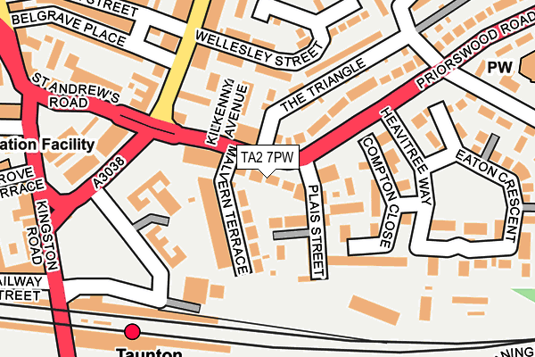 TA2 7PW map - OS OpenMap – Local (Ordnance Survey)