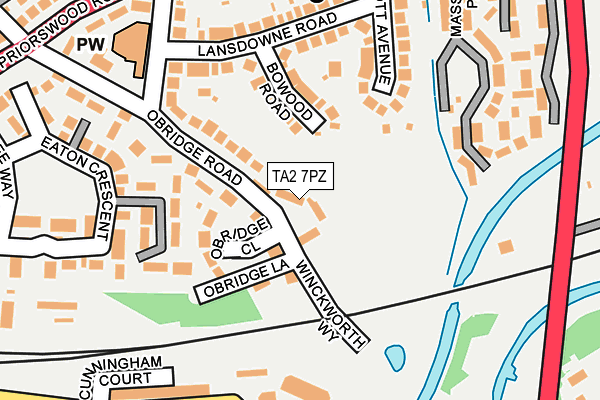 TA2 7PZ map - OS OpenMap – Local (Ordnance Survey)