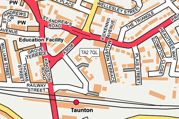 TA2 7QL map - OS OpenMap – Local (Ordnance Survey)