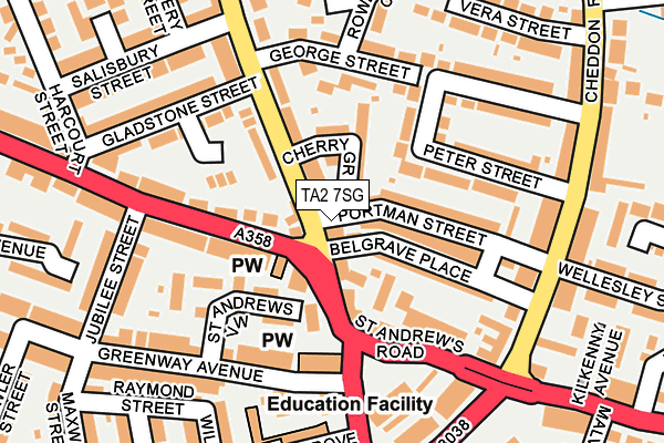 TA2 7SG map - OS OpenMap – Local (Ordnance Survey)