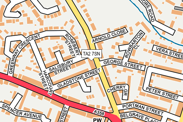 TA2 7SN map - OS OpenMap – Local (Ordnance Survey)