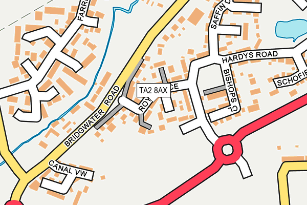 TA2 8AX map - OS OpenMap – Local (Ordnance Survey)