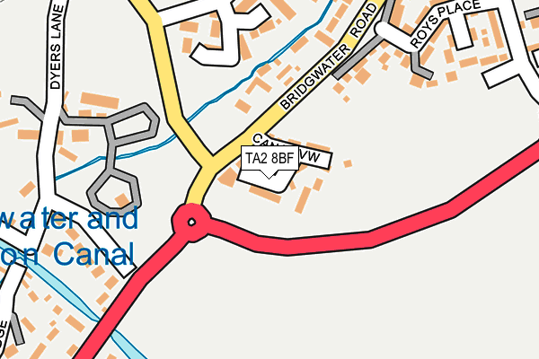 TA2 8BF map - OS OpenMap – Local (Ordnance Survey)