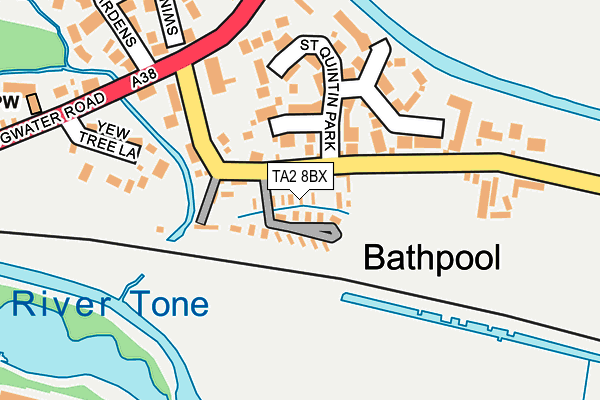 TA2 8BX map - OS OpenMap – Local (Ordnance Survey)