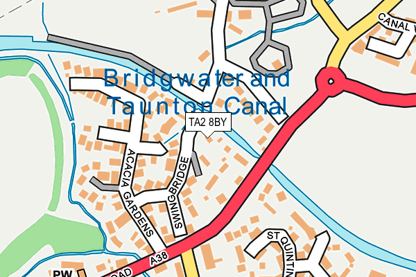 TA2 8BY map - OS OpenMap – Local (Ordnance Survey)