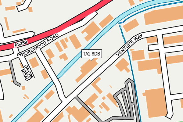 TA2 8DB map - OS OpenMap – Local (Ordnance Survey)