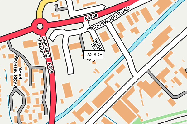 TA2 8DF map - OS OpenMap – Local (Ordnance Survey)