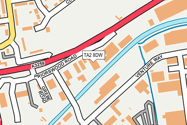 TA2 8DW map - OS OpenMap – Local (Ordnance Survey)