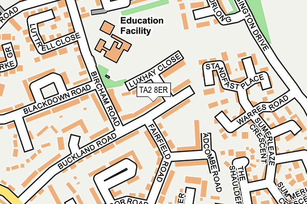 TA2 8ER map - OS OpenMap – Local (Ordnance Survey)