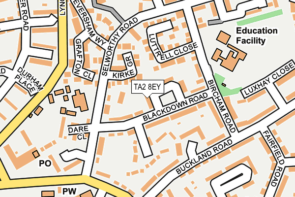 TA2 8EY map - OS OpenMap – Local (Ordnance Survey)