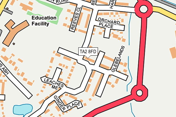 TA2 8FD map - OS OpenMap – Local (Ordnance Survey)