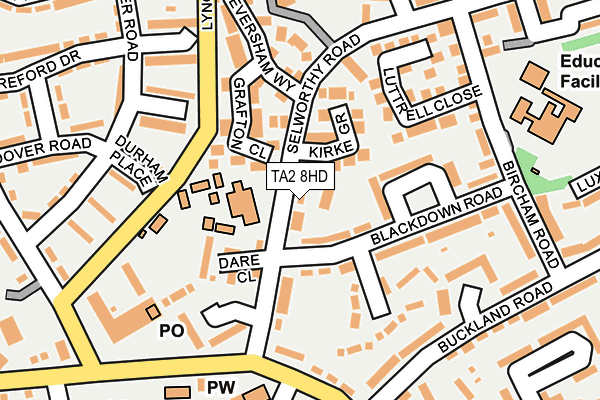 TA2 8HD map - OS OpenMap – Local (Ordnance Survey)