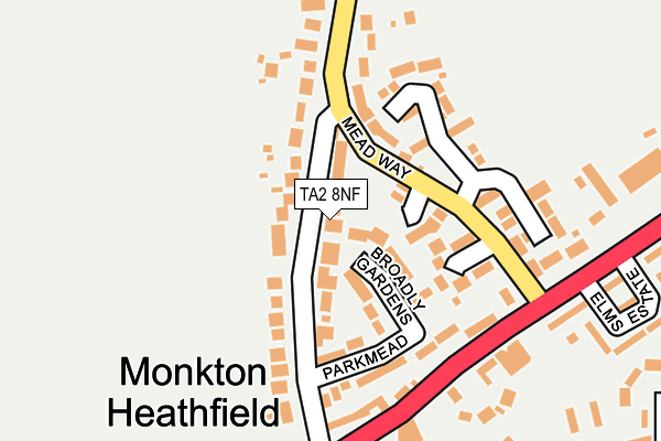 TA2 8NF map - OS OpenMap – Local (Ordnance Survey)