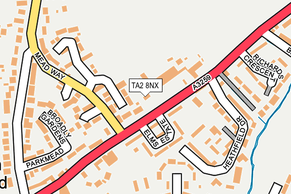 TA2 8NX map - OS OpenMap – Local (Ordnance Survey)