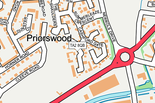 TA2 8QB map - OS OpenMap – Local (Ordnance Survey)