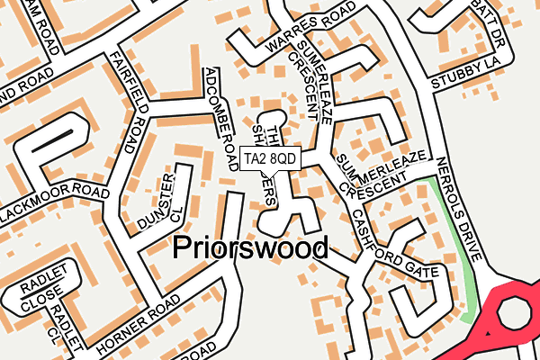 TA2 8QD map - OS OpenMap – Local (Ordnance Survey)