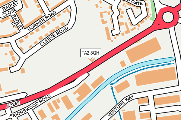 TA2 8QH map - OS OpenMap – Local (Ordnance Survey)