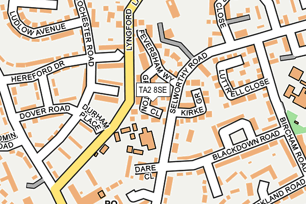 TA2 8SE map - OS OpenMap – Local (Ordnance Survey)