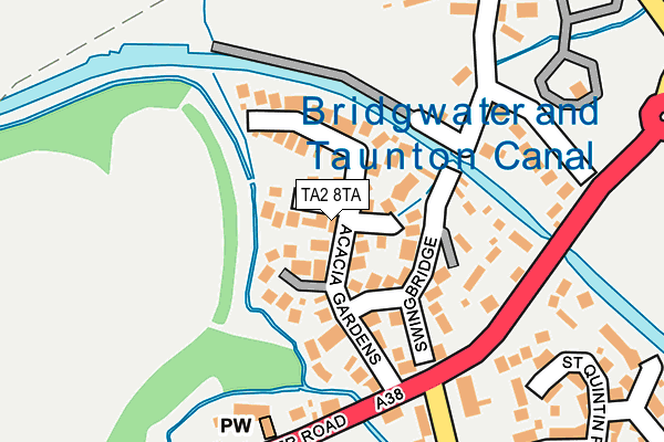 TA2 8TA map - OS OpenMap – Local (Ordnance Survey)