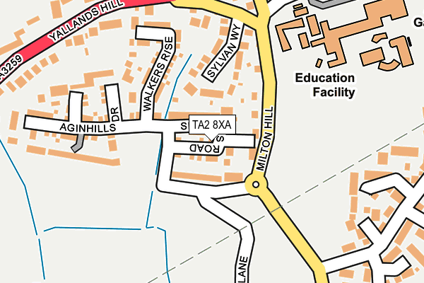 TA2 8XA map - OS OpenMap – Local (Ordnance Survey)