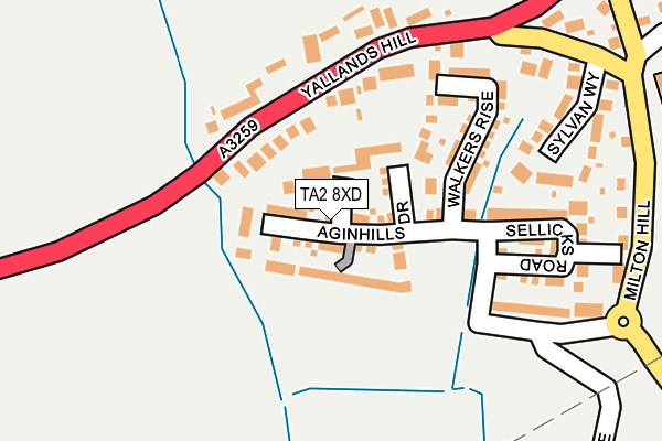 TA2 8XD map - OS OpenMap – Local (Ordnance Survey)