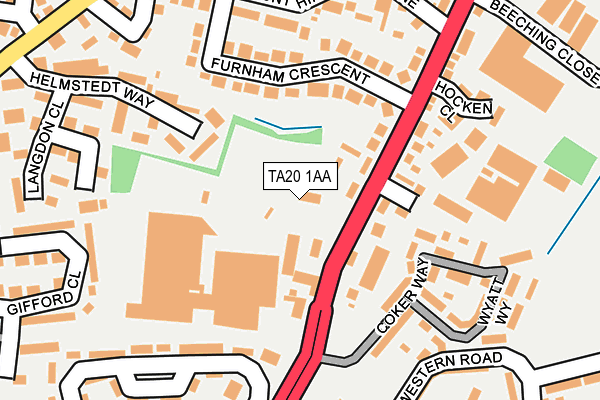 TA20 1AA map - OS OpenMap – Local (Ordnance Survey)