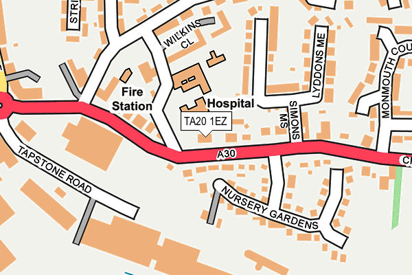 TA20 1EZ map - OS OpenMap – Local (Ordnance Survey)