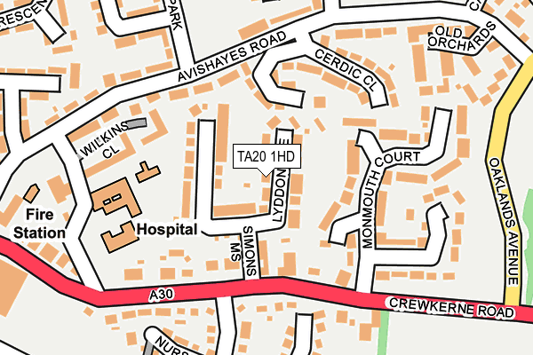 TA20 1HD map - OS OpenMap – Local (Ordnance Survey)