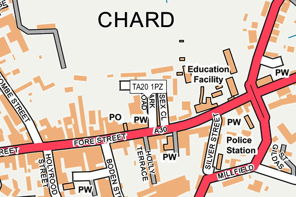 TA20 1PZ map - OS OpenMap – Local (Ordnance Survey)