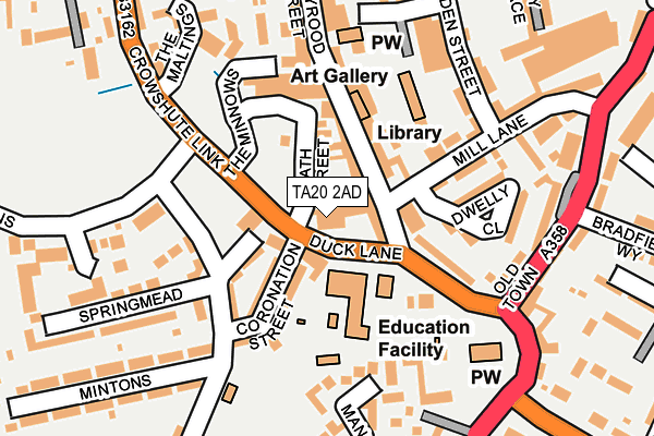 TA20 2AD map - OS OpenMap – Local (Ordnance Survey)